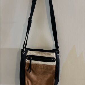 The Sak Black, Cream & Brown Leather Colorblock Crossbody